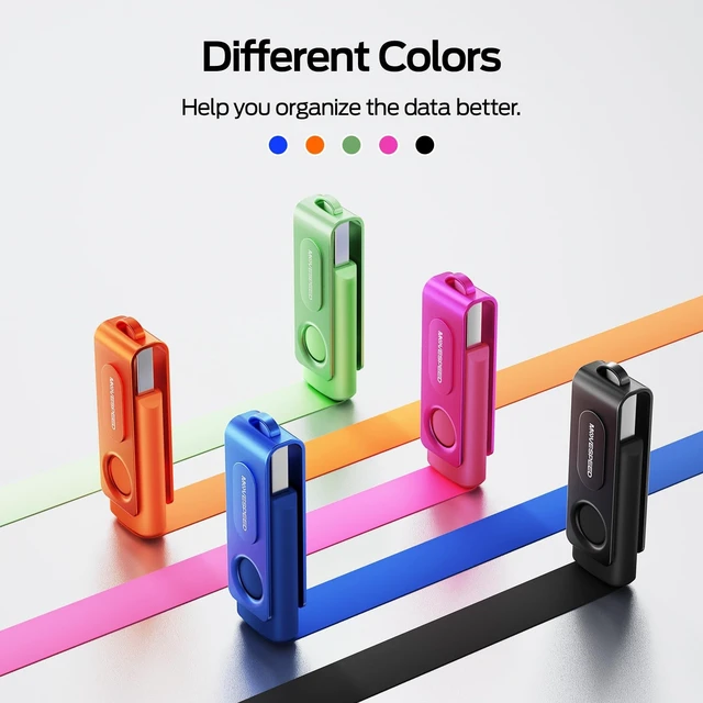 Alt view image 3 of 5 - MOVE SPEED 5 Pack 8GB USB Drive, USB 2.0 Thumb Drives Memory Stick Mixed Colors with Lanyards for Data Storage
