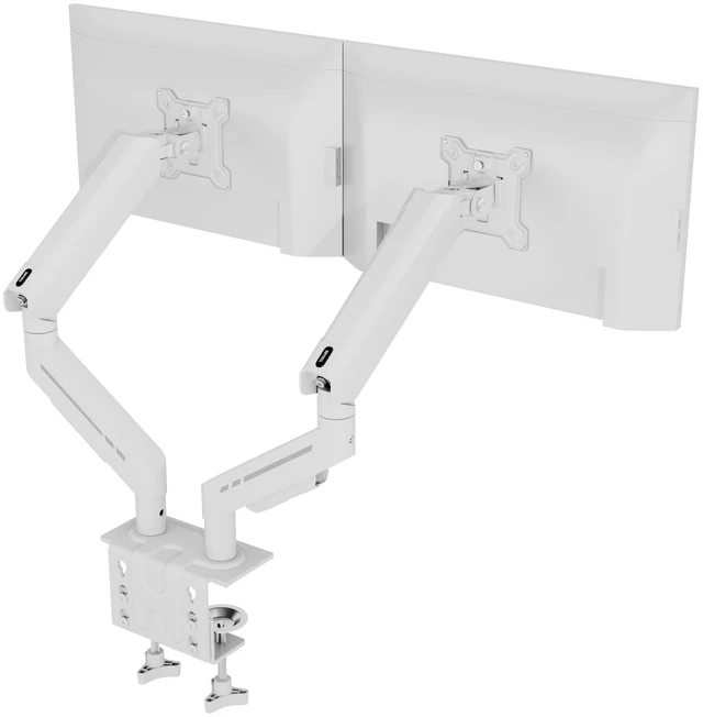 Main image of THEARK Dual Monitor Stand for Desk - Dual Monitor Mount for 17-32 Inch Screens,Height Adjustable Dual Monitor Arm Desk Mount with Clamp and Grommet Base,75x75/100x100mm VESA Mount,Max 19.8 lbs,White