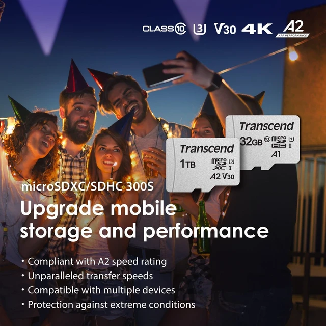 Alt view image 5 of 5 - Transcend 32GB USD300S microSD Card, 100MB/s, UHS-I, C10, U1, A1