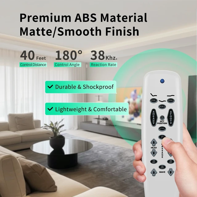 Alt view image 4 of 5 - New Bed Replacement fit for Leggett & Platt E95 Tempurpedic Ergo Raven Lifestyles S-Cape E95 Leggett and Platt Basis C3 Adjustable Bed Remote Control (White)