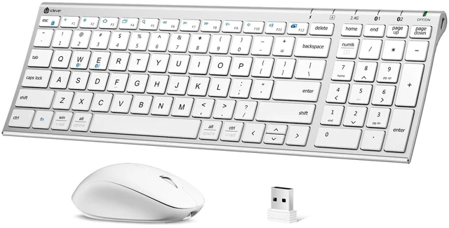 Main image of iClever DK05 Bluetooth Wireless Keyboard and Mouse Combo, Silver White