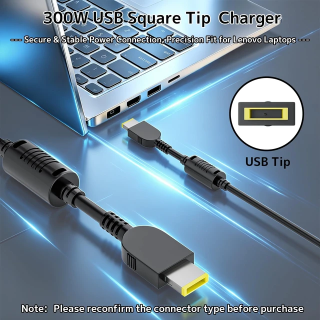 Alt view image 2 of 5 - 300W Slim 20V 15A AC Adapter Replacement for Lenovo Gaming Laptop Charger