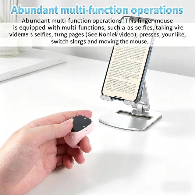 Alt view image 2 of 5 - Ring Mouse Bluetooth 5.3, Portable Finger Wireless Page Turner, Mini One-Hand Air Mouse Remote Controller, 48H Long Battery Life Touch Control Mouse for E-Book, Tablet, Phone, Video Browsing(Pi