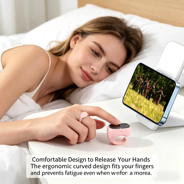 Alt view image 5 of 5 - Ring Mouse Bluetooth 5.3, Portable Finger Wireless Page Turner, Mini One-Hand Air Mouse Remote Controller, 48H Long Battery Life Touch Control Mouse for E-Book, Tablet, Phone, Video Browsing(Pi