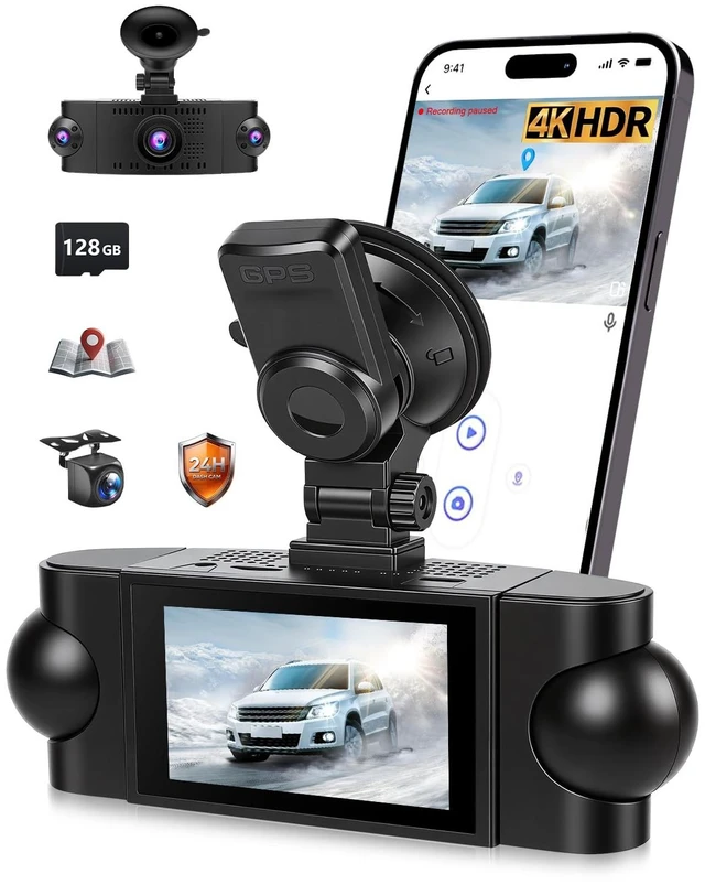 Main image of Wadpon 360 Dash Cam Front and Rear Inside, 4 Channel Dash Came with Front 4K+1080P*3 Dash Camera for Cars Support Night Vision, 24H Parking Mode, GPS Track, Wi-Fi, with 128GB TF Card (D90-G4)