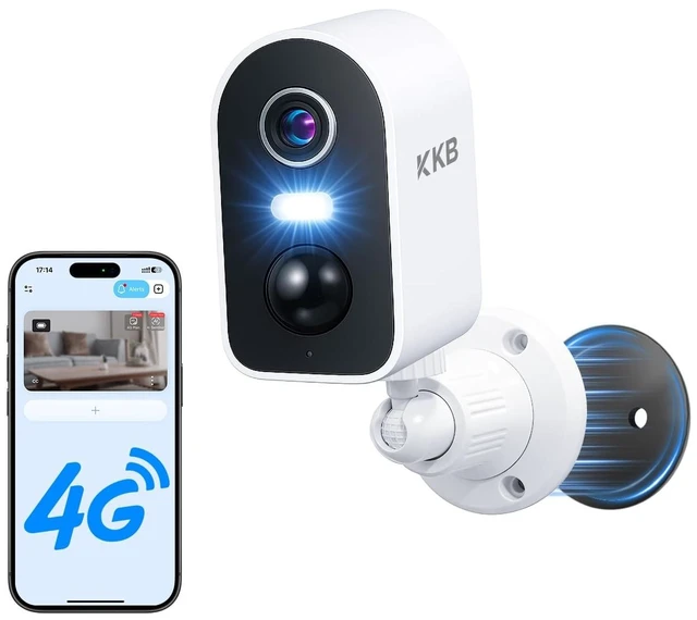 Main image of KKB 4G LTE Cellular Security Camera Magnetic Mount, No WiFi Security Cameras Indoor Built-in SIM, 2K Wireless Outdoor Off-Grid Battery Cameras for RVs/Travel/Camping, Subscription Required