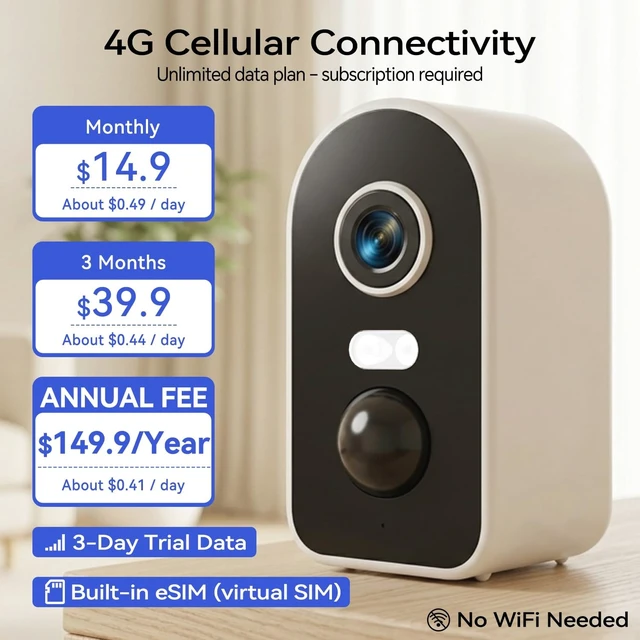 Alt view image 2 of 5 - KKB 4G LTE Cellular Security Camera Magnetic Mount, No WiFi Security Cameras Indoor Built-in SIM, 2K Wireless Outdoor Off-Grid Battery Cameras for RVs/Travel/Camping, Subscription Required