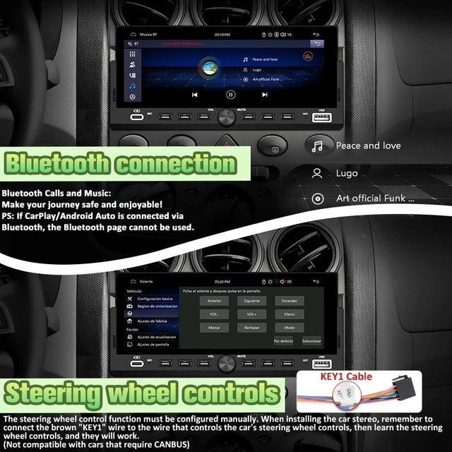 Alt view image 4 of 5 - Pyniro Single Din Radio Car Stereo with Wireless CarPlay & Android Auto