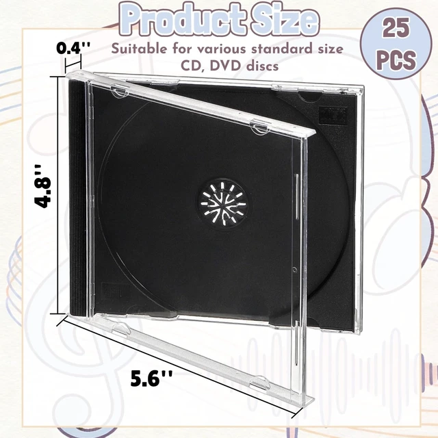 Alt view image 2 of 5 - Acshio 25 Pieces Clear CD Jewel Cases, 10.4 mm Standard Single DVD Case
