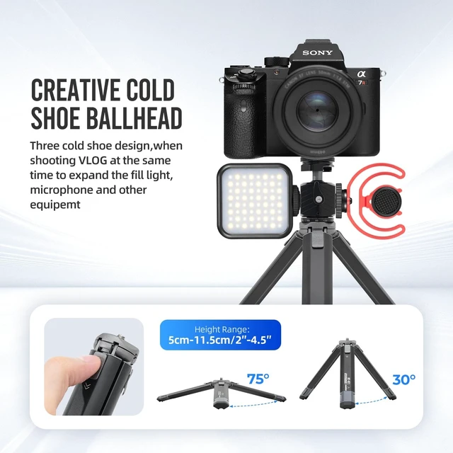 Alt view image 3 of 5 - AMBITFUL GT-07 Mini Tripod,360 Ball Head,Cold Shoe 1/4" Screw