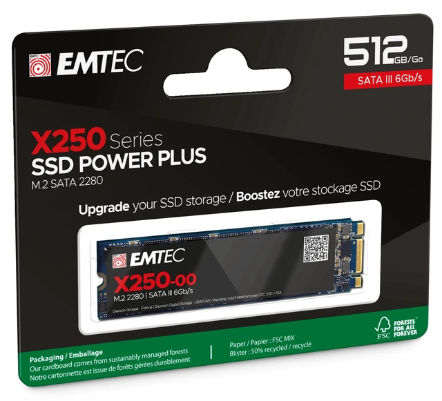 Alt view image 3 of 5 - Emtec X250 Power Plus M.2 SATA SSD (512GB)