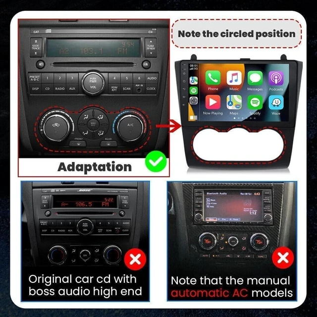 Alt view image 2 of 5 - 5G WiFi Double Din Car Radio for Nissan Altima 2008-2012 Head Unit, 4 Core 9 Inch Android 15 Touch Screen Car Stereo with Wireless Carplay Android Bluetooth Backup Camera WiFi FM Mirror Link 4+