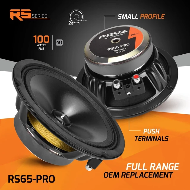 Alt view image 2 of 5 - PRV AUDIO 6.5 Inch Full Range Car Speakers 200 Watts per Pair 4 Ohm RS65-PRO, Premium OEM Replacement Speaker - Great for Car Stereo Sound System with Amplifier (Pair)