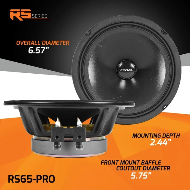 Alt view image 3 of 5 - PRV AUDIO 6.5 Inch Full Range Car Speakers 200 Watts per Pair 4 Ohm RS65-PRO, Premium OEM Replacement Speaker - Great for Car Stereo Sound System with Amplifier (Pair)
