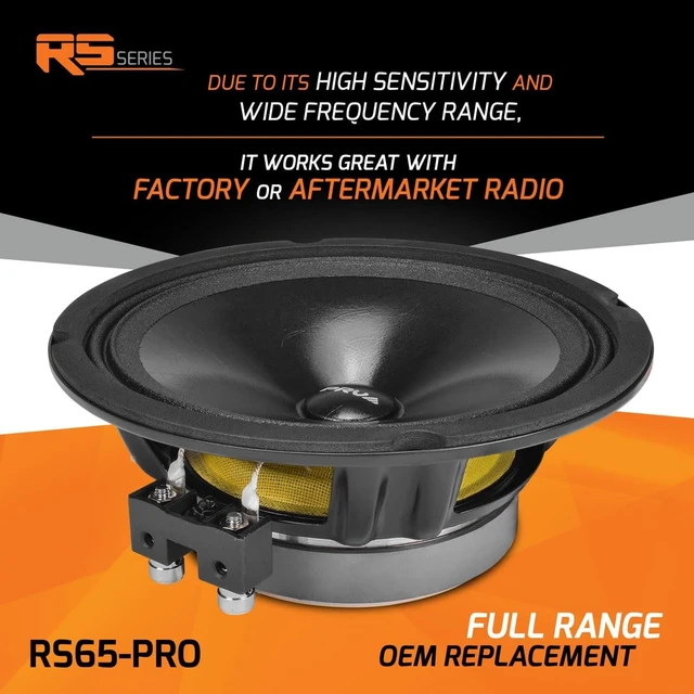 Alt view image 4 of 5 - PRV AUDIO 6.5 Inch Full Range Car Speakers 200 Watts per Pair 4 Ohm RS65-PRO, Premium OEM Replacement Speaker - Great for Car Stereo Sound System with Amplifier (Pair)