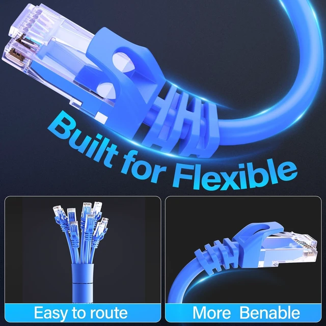 Alt view image 4 of 5 - TuokaJu Cat6 Ethernet Cable 10Gbps 10 ft (10 Pack), UTP Ethernet Cable Cat 6, Flexible Bare Copper Cat6 Cable, Cat 6 Network Cable for Server, Data Center, Blue