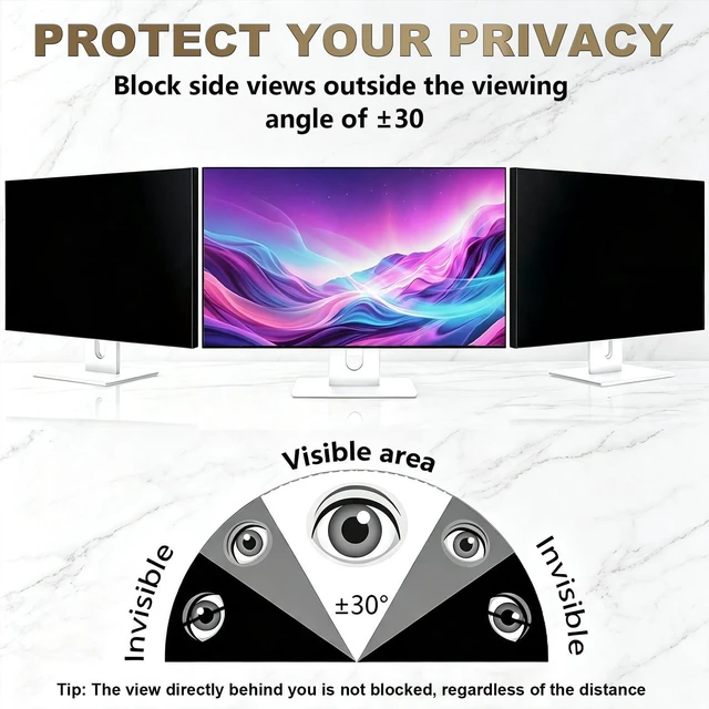 Alt view image 5 of 5 - 2 Pack Nano Suction Border Privacy Screen for 21.5 Inch Computer Monitor