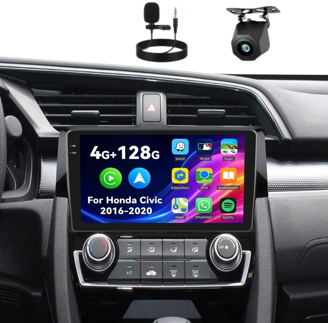 Main image of 4G+128G Android 15 Car Stereo for Honda Civic 2016-2021 with Wireless Carplay Android Auto 9 Inch Touchscreen GPS Navigation WiFi Bluetooth FM Factory Backup Camera Steering Wheel Control