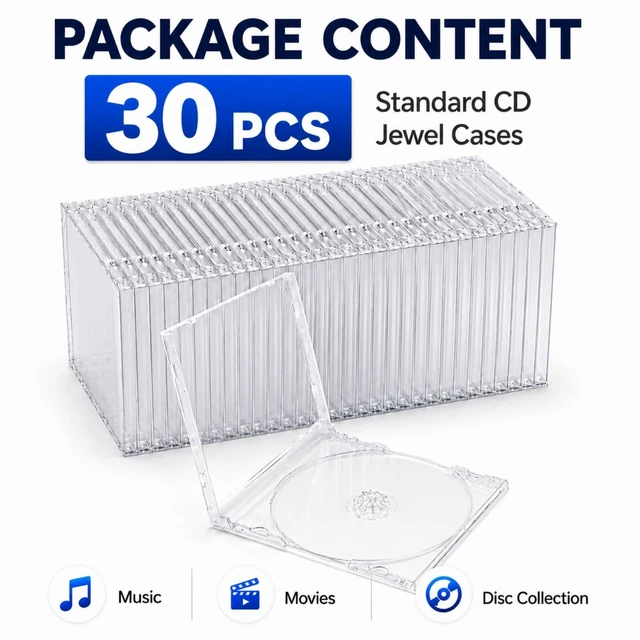 Alt view image 3 of 5 - LEIFIDE 30 Pcs 10.4 mm CD Jewel Cases Plastic CD Cases, Clear