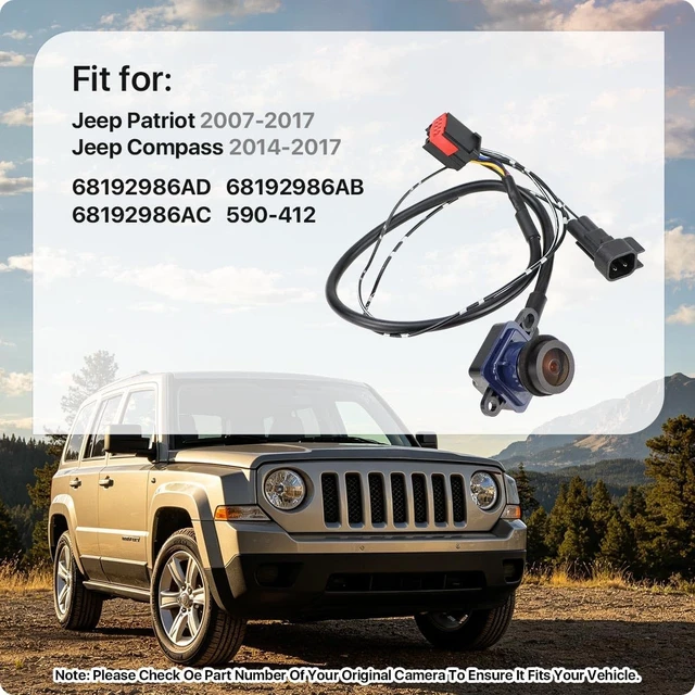 Alt view image 2 of 5 - 68192986AD Rear View Camera Replacement for Jeep Patriot 2007-2017 & Jeep Compass 2014-2017, OE Backup Cam Replaces 68192986AB, 68192986AC by GreenYi
