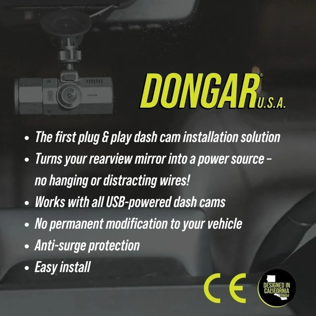 Alt view image 5 of 5 - Dongar Dashcam Power Adapter (5-pin Type F) for Select Ford Vehicles. Compatible with Mach-E, Bronco Sport, Explorer and More. Built-in USB Power Source, Connects to Rearview Mirror, Easy to Install