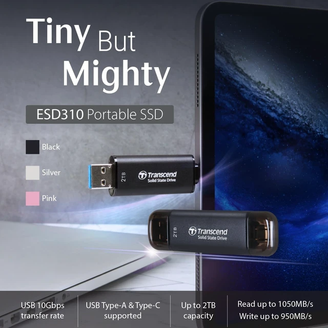 Alt view image 2 of 5 - Transcend 512GB ESD310 Dual Portable SSD 1050MB/s USB-A+C, Thumb Drive