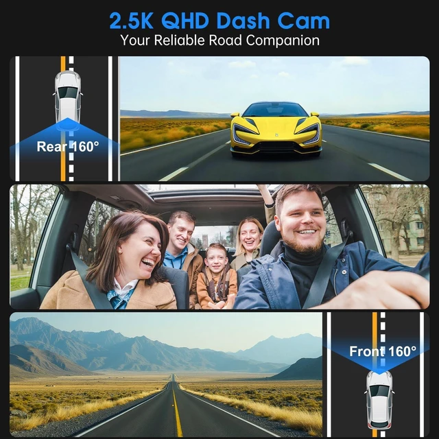 Alt view image 2 of 5 - Dash Cam 2.5K Front and Rear 64GB GPS 160 Night Vision (Black)