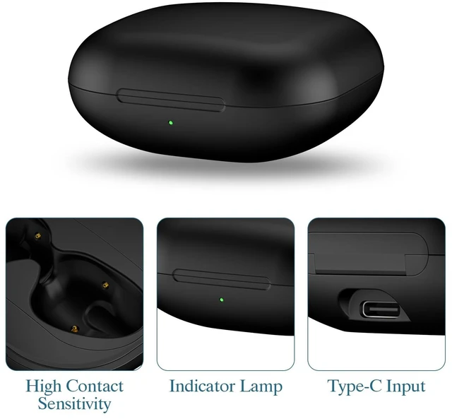 Alt view image 2 of 5 - Jinstyles Wireless Charging Case Compatible for Beats Fit Pro, Portable Charger Case Replacement with Bluetooth Pairing Sync Button, 700mAh Built-in Battery (Not Included Earbuds) (Black)