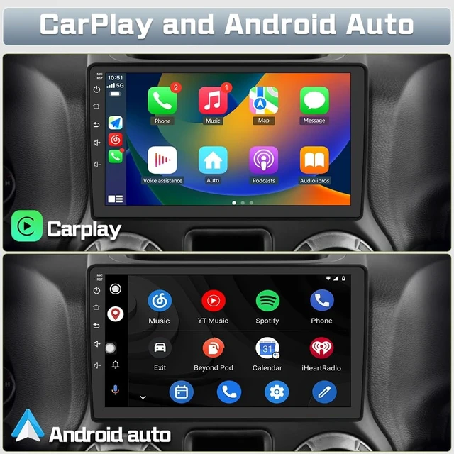 Alt view image 2 of 5 - Car Radio Stereo Upgrade for Jeep Wrangler JK 2007-2018 Dodge Ram Android 13 with Wireless CarPlay Android Auto
