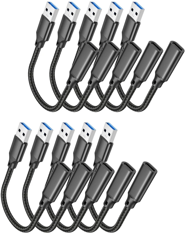 Main image of URELEGAN USB C Female to USB Male Adapter 10-Pack, 10Gbps & 60W Charging