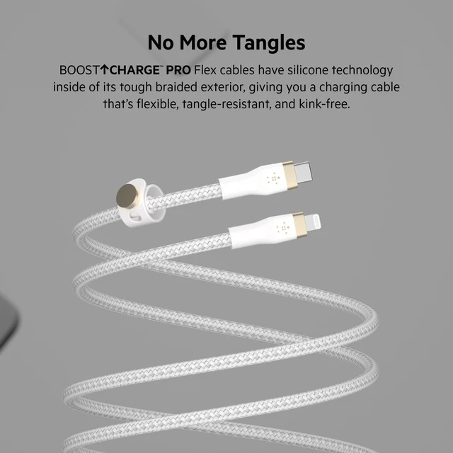 Alt view image 2 of 5 - Belkin USB C to Lightning Braided Cable 9.9ft Fast iPhone Charger Cord