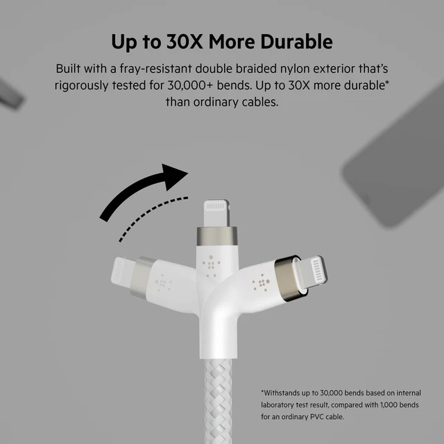 Alt view image 5 of 5 - Belkin USB C to Lightning Braided Cable 9.9ft Fast iPhone Charger Cord