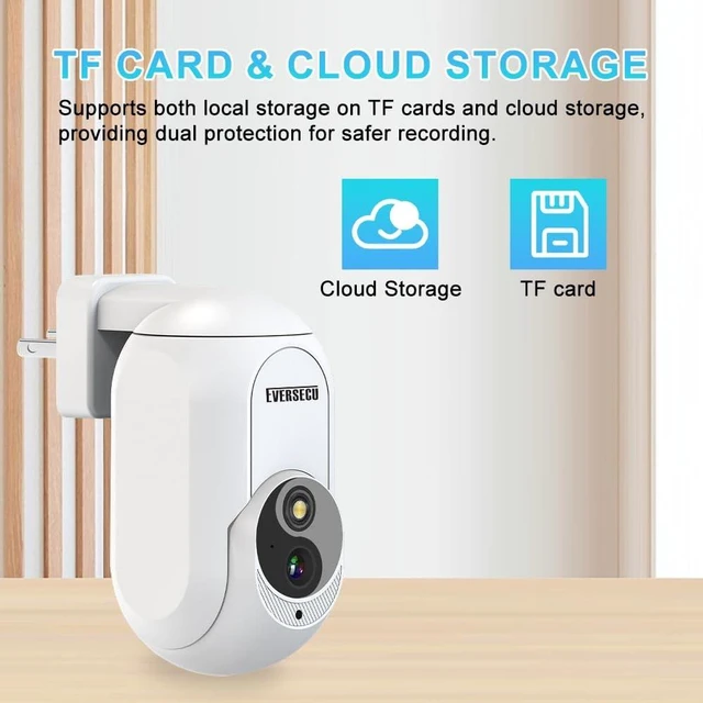 Alt view image 5 of 5 - EVERSECU 2K Plug&Play Wireless PTZ Security Camera, Built-in Power Outlet Plug, Motion detction, Humanoid Auto Tracking, 2-Way Audio, Spotlight Color Night Vision, Supports ONVIF & RTSP & Alexa