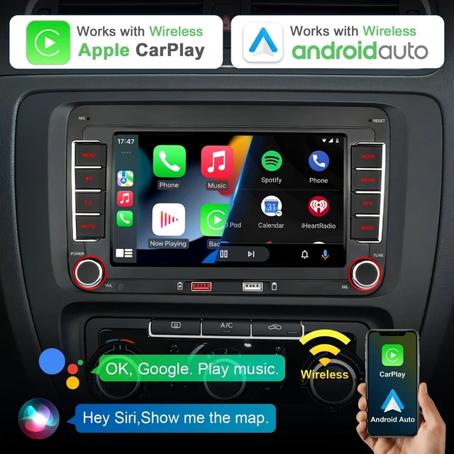Alt view image 2 of 5 - Car Radio for Volkswagen VW Golf MK5 MK6 Jetta Beetle Passat Sharan Tiguan Touran Seat Polo with Wireless Carplay & Android Auto, 7 inch VW Stereo Touch Screen Linux
