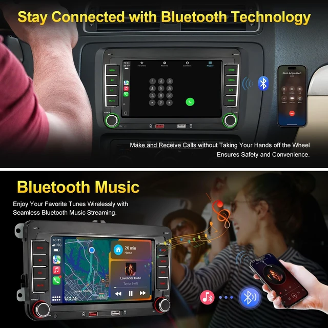 Alt view image 4 of 5 - Car Radio for Volkswagen VW Golf MK5 MK6 Jetta Beetle Passat Sharan Tiguan Touran Seat Polo with Wireless Carplay & Android Auto, 7 inch VW Stereo Touch Screen Linux