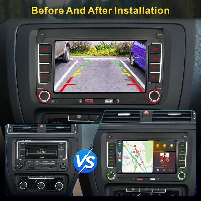 Alt view image 3 of 5 - Car Radio for Volkswagen VW Golf MK5 MK6 Jetta Beetle Passat Sharan Tiguan Touran Seat Polo with Wireless Carplay & Android Auto, 7 inch VW Stereo Touch Screen Linux