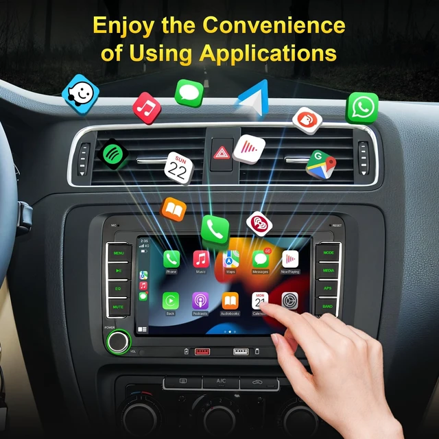 Alt view image 5 of 5 - Car Radio for Volkswagen VW Golf MK5 MK6 Jetta Beetle Passat Sharan Tiguan Touran Seat Polo with Wireless Carplay & Android Auto, 7 inch VW Stereo Touch Screen Linux