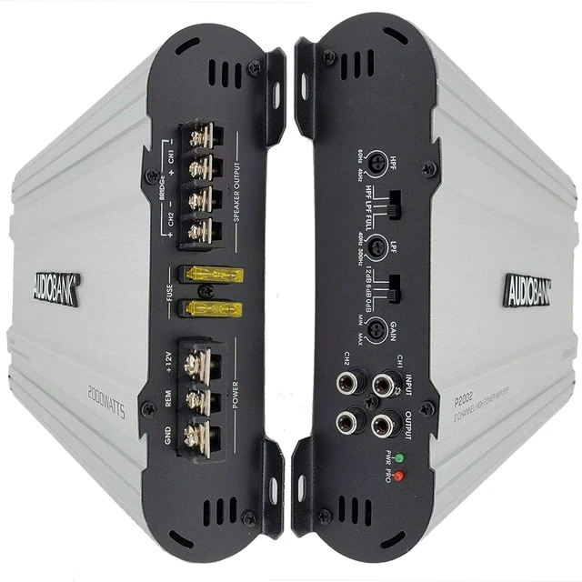 Alt view image 4 of 5 - Audiobank P2002 2-Channel 2000 Watt Bridgeable Car Audio Amplifier, Class A/B, 2 Ohm Stable, Aluminum Alloy Heatsink, Remote Turn-On, LED Indicators