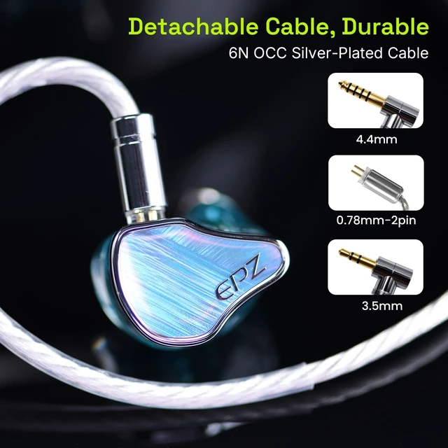 Alt view image 5 of 5 - EPZ P40 in Ear Monitor Hi-Fi Earbuds 2DD+1Planar+1PZT Ceramic Hybrid Drivers IEM Replaceable 3.5/4.4mm Plug Copper Silver-Plated Cable for Musician Audiophile