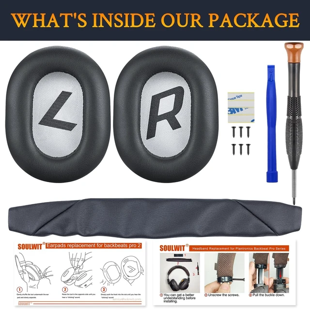 Alt view image 3 of 3 - SOULWIT Replacement Kit for BackBeat Pro 2, Voyager 8200 - Titanium