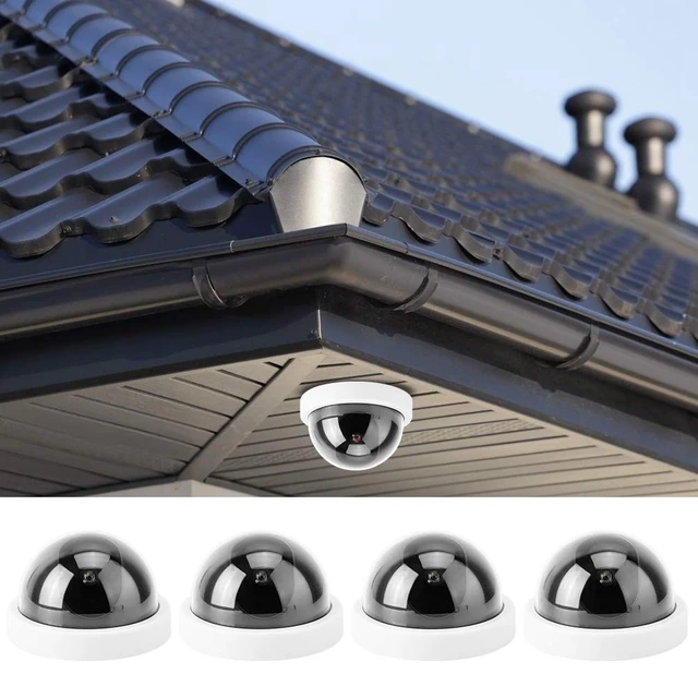Alt view image 2 of 5 - Tbest Camera Factice Avec Led Interieur,Outdoor Camera Dummy Security Cameras,Surveillance Cameras 4Pcs Dome Simulation Camera Dummy Fake Security Camera with Flashing Led Light(White)
