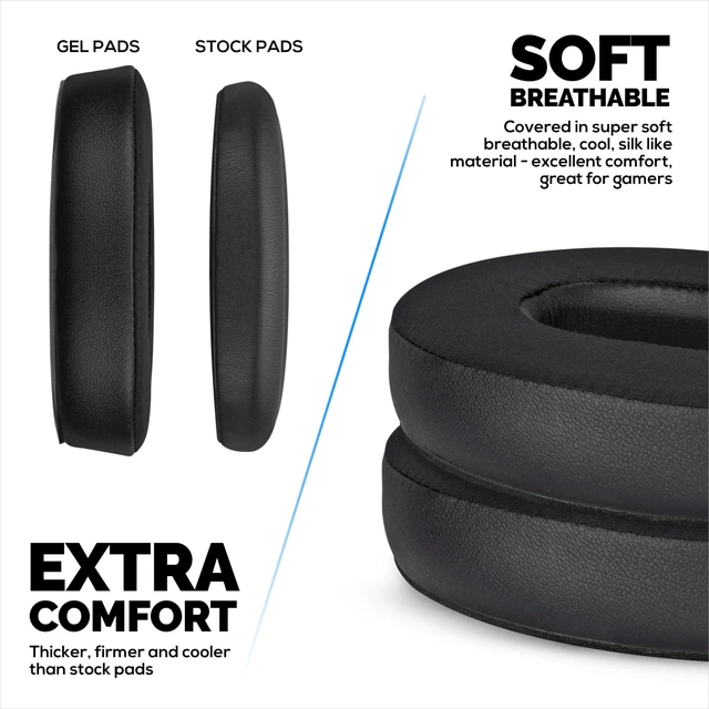 Alt view image 4 of 5 - Hybrid Replacement Earpads for Bose QuietComfort 45 (QC45) Wireless Headphones, Soft Gel, Breathable Fabric w/PU Leather & Memory Foam, Extra Comfort, Easy Install, By Brainwavz (Black)