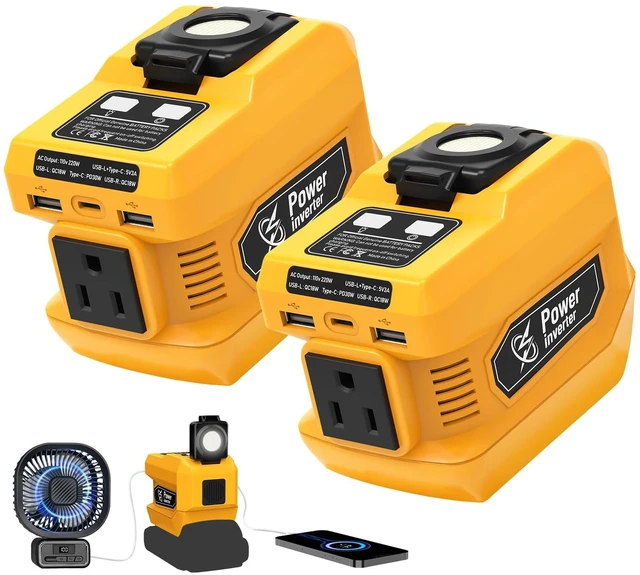 Main image of Mightrench 2 Pack 220W Power Inverter Compatible with Dewalt 20V Battery