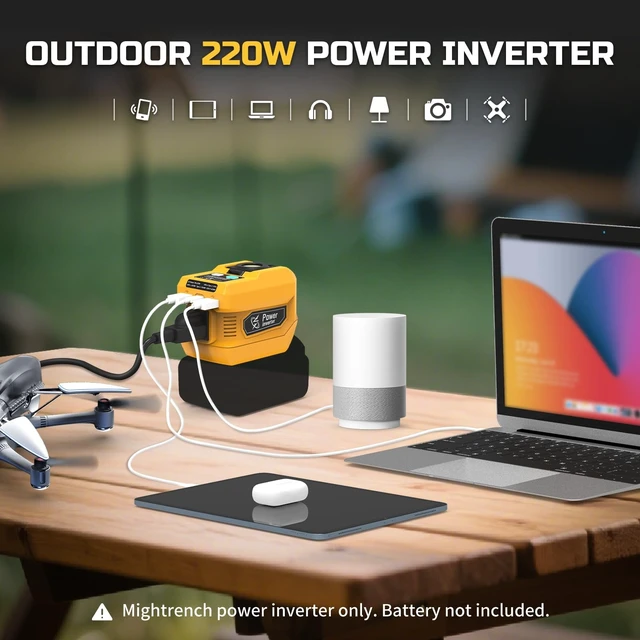 Alt view image 5 of 5 - Mightrench 2 Pack 220W Power Inverter Compatible with Dewalt 20V Battery