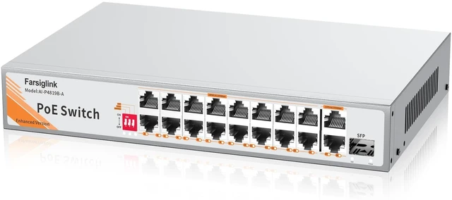 Main image of Farsiglink 16 Port PoE Switch with 2 Gigabit Uplink & 1 SFP Slot