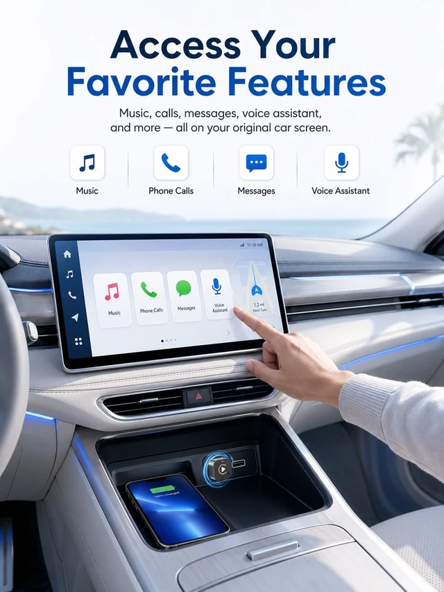 Alt view image 5 of 5 - Hyphoon Wireless CarPlay Adapter USB C, Android Auto Mini Dongle