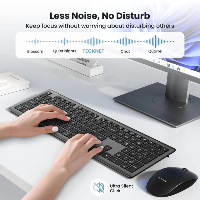 Alt view image 5 of 5 - TECKNET Wireless Keyboard Rechargeable 2.4G, Slient Keyboard