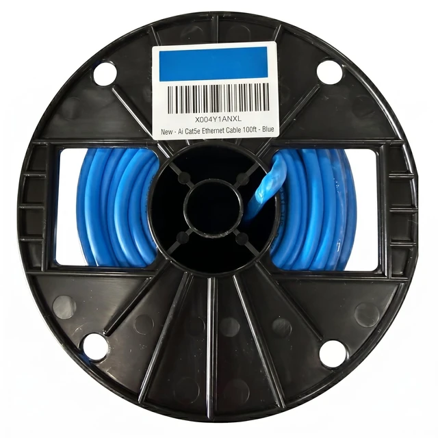Alt view image 2 of 5 - AiCat Cat5e Ethernet Cable 100ft Riser CMR - Insulated Solid Bare Copper Wire, PoE++(4PPoE) Cat5e Cable FastReel, 24 AWG, ETL & UL Listed - 350MHZ /Gigabit Speed, Unshielded UTP Network Cable - Blue