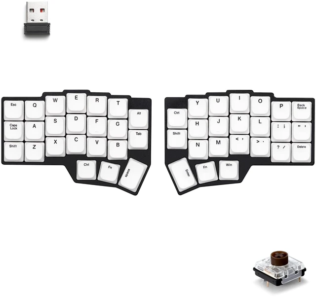 Main image of YIVU Corne Wireless Split Ergonomic Mechanical Keyboard - 2.4G Ultra-Low Latency, 40% Low Profile 46-Key Columnar-Staggered Layout, QMK/VIA Programmable & Hot-Swappable for Mac/Win/Linux
