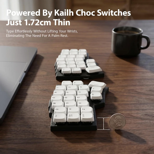 Alt view image 5 of 5 - YIVU Corne Wireless Split Ergonomic Mechanical Keyboard - 2.4G Ultra-Low Latency, 40% Low Profile 46-Key Columnar-Staggered Layout, QMK/VIA Programmable & Hot-Swappable for Mac/Win/Linux